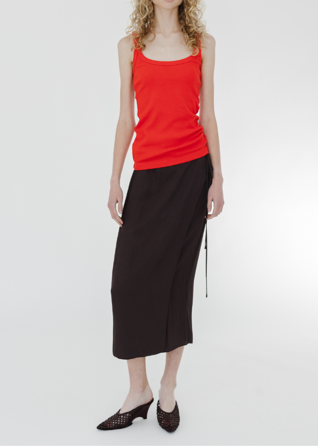 Tibi Summer Slip Wrap Skirt in Chocolate Brown | Shop Tula