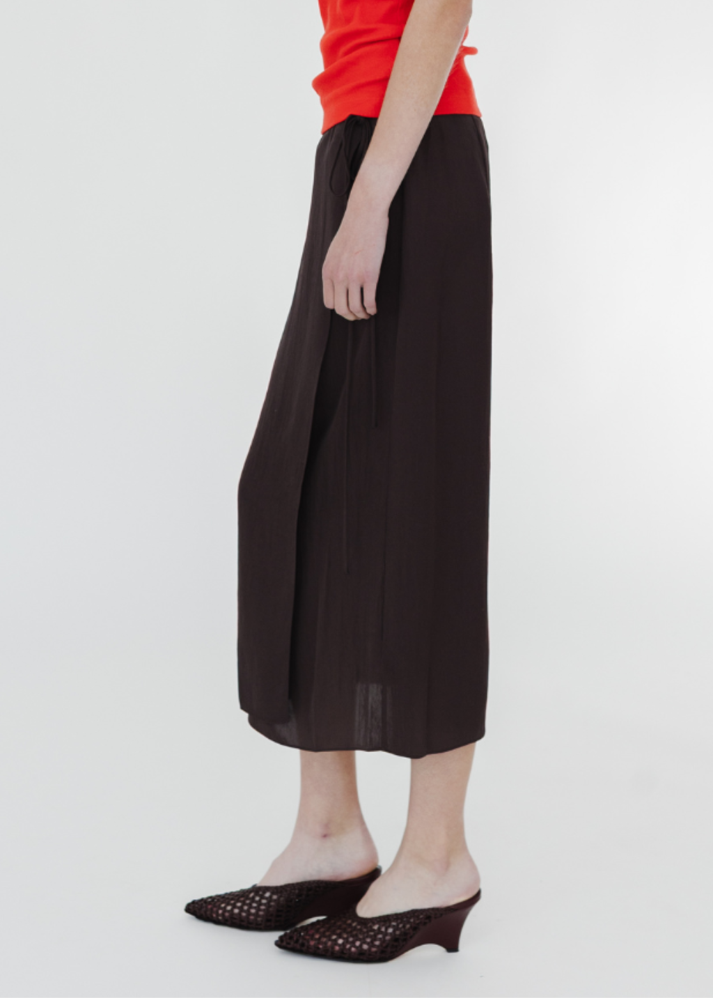 Tibi Summer Slip Wrap Skirt in Chocolate Brown | Shop Tula