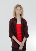 Tibi Summer Voile Oversized Shirt in Russet Brown | Shop Tula