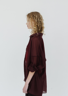 Tibi Summer Voile Oversized Shirt in Russet Brown | Shop Tula