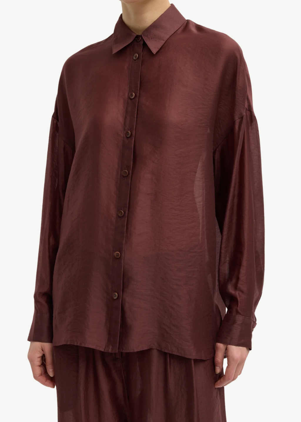 Tibi Summer Voile Oversized Shirt in Russet Brown | Shop Tula
