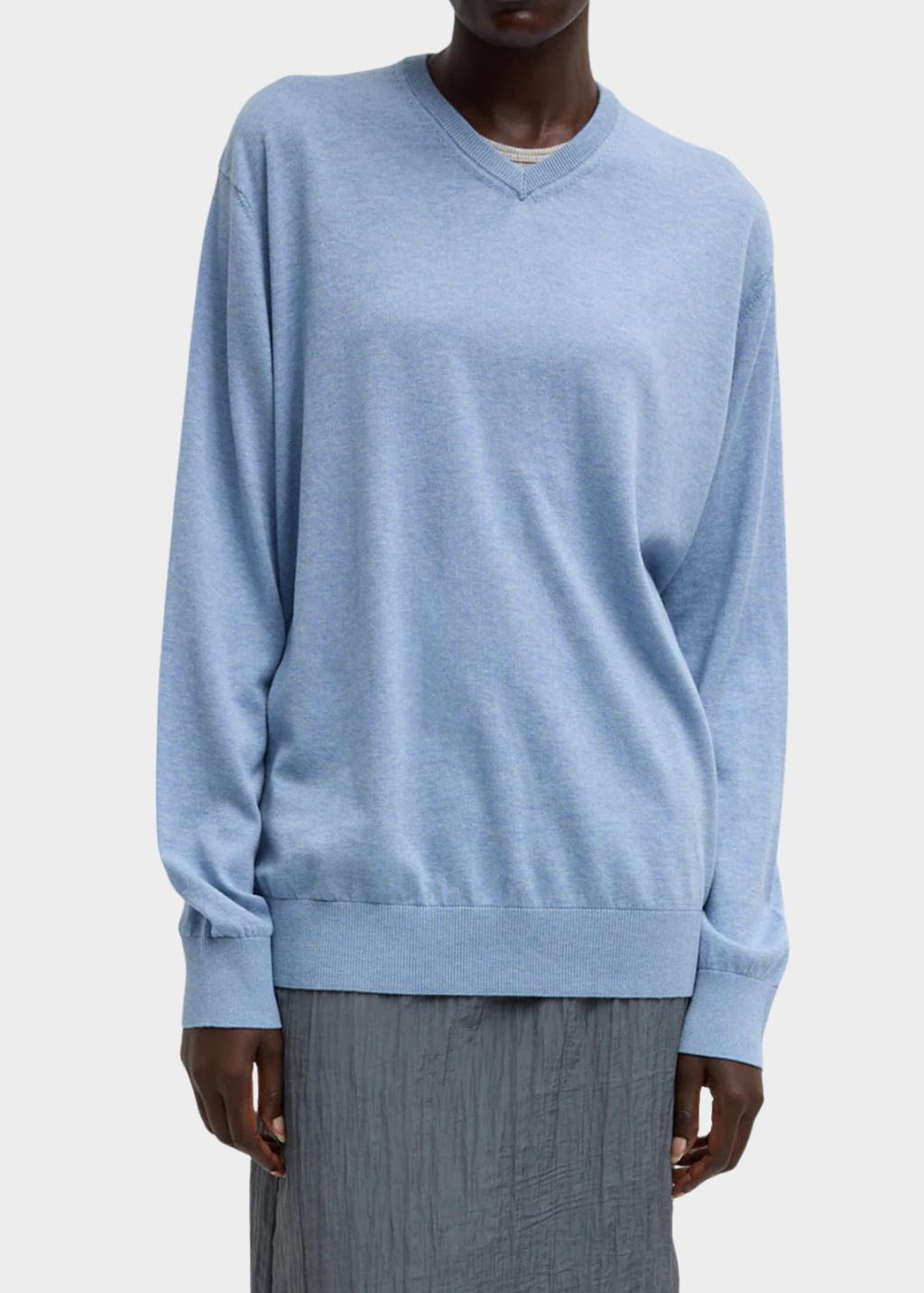 Tibi Super Fine Gauge Perfect Men's Pullover in Blue | Shop Tula