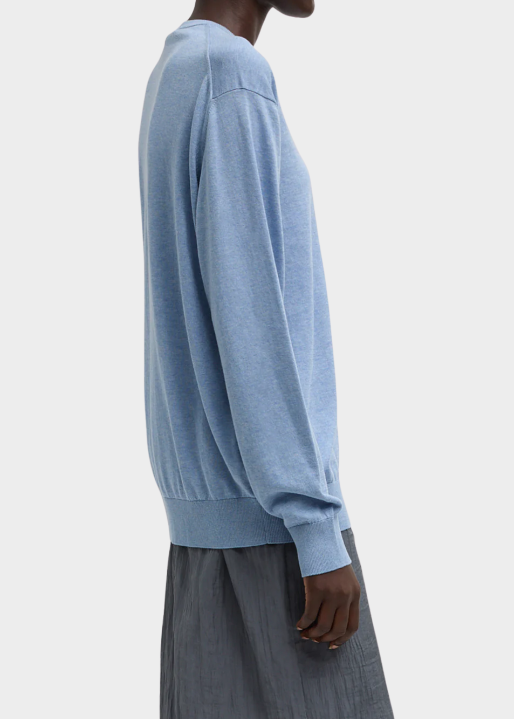 Tibi Super Fine Gauge Perfect Men's Pullover in Blue | Shop Tula