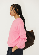 Tibi Super Fine Perfect V Neck Pullover in Pink | Shop Tula