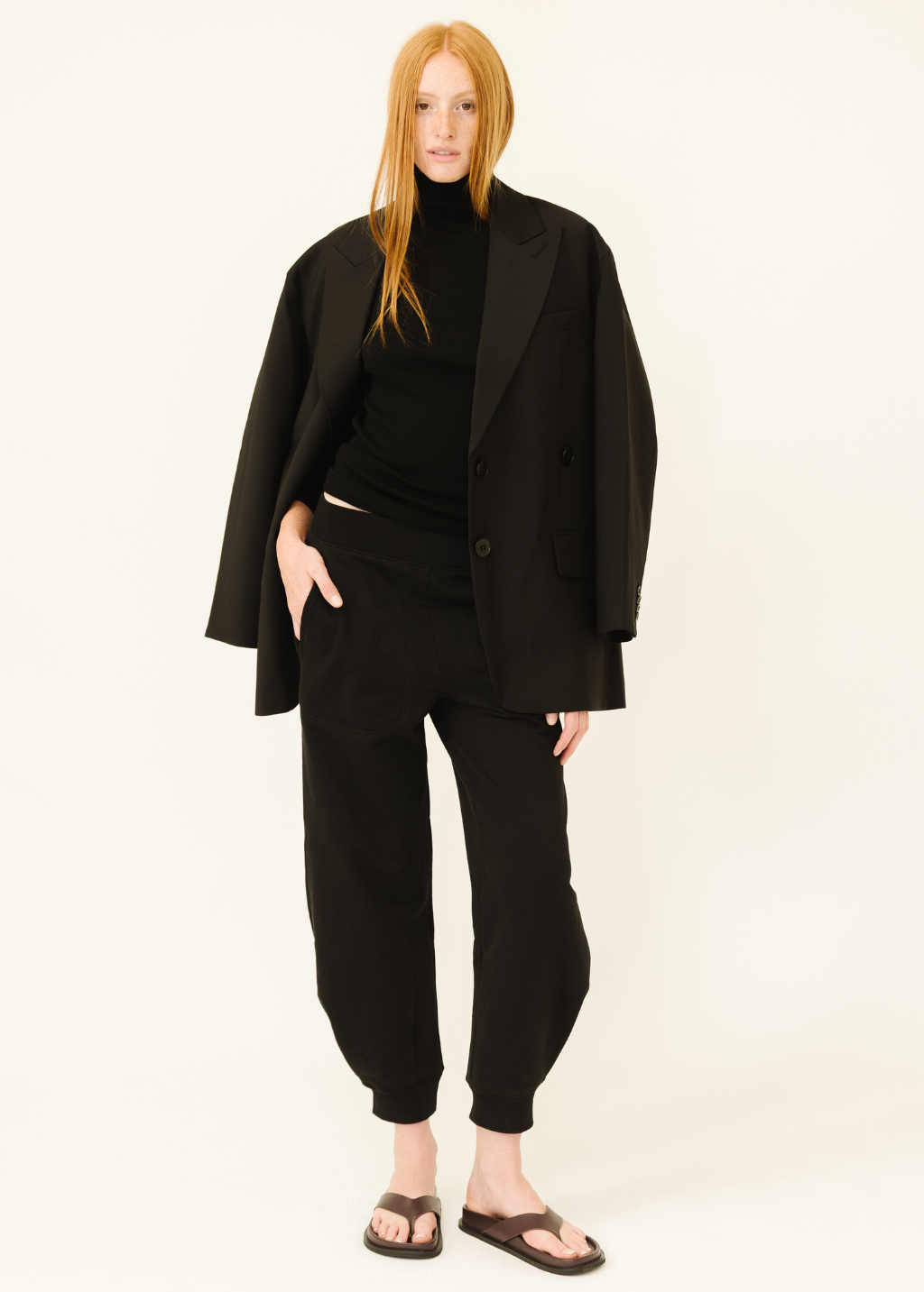 Tibi Sweatshirt Program Calder Sweatpant in Black | Shop Tula