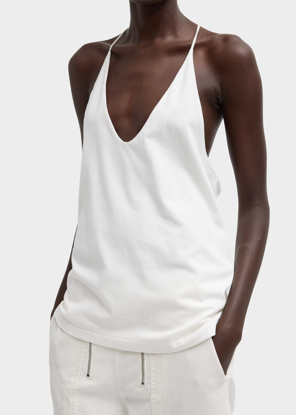 Tibi T-Shirt Program Racerback Tank in White | Shop Tula
