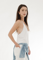 Tibi T-Shirt Program Racerback Tank in White | Shop Tula