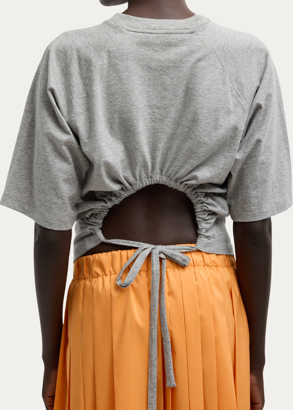 Tibi T-Shirting Shirred Short Sleeve Top in Heather Grey | Shop Tula