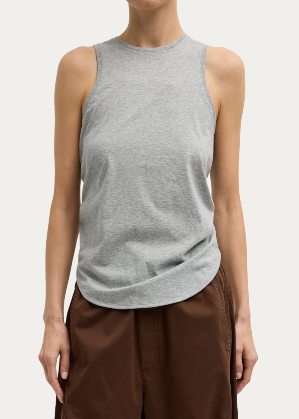 Tibi T-Shirting Shirred Tank in Heather Grey | Shop Tula
