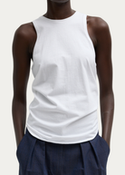 Tibi T-Shirtirting Shirred Tank in White | Shop Tula