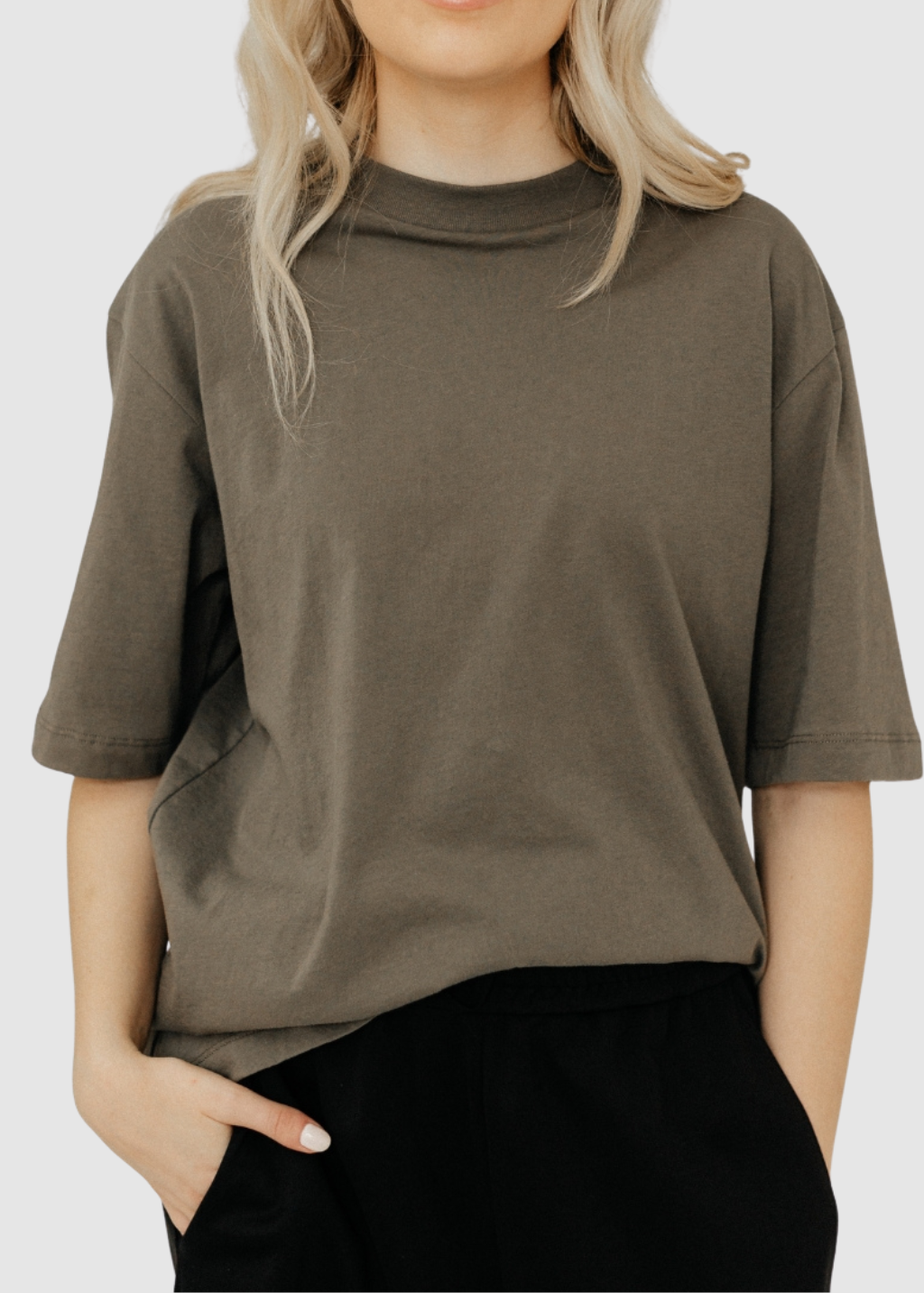 Tibi T-shirt Program Mock Neck Unisex T in Dune | Shop Tula