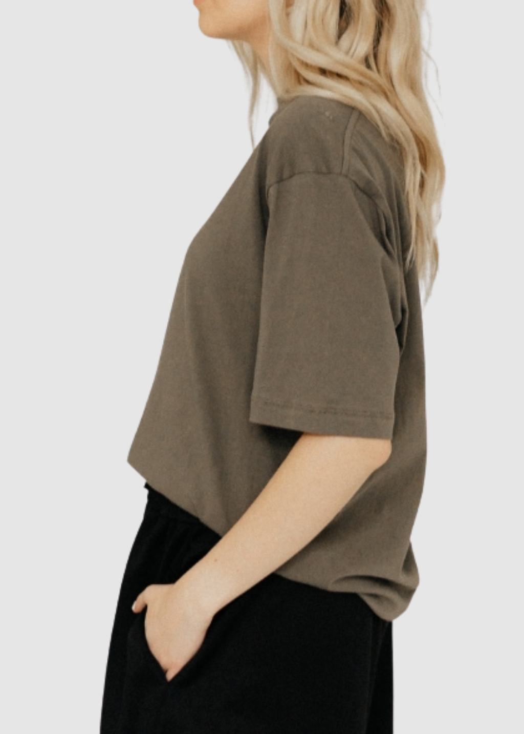 Tibi T-shirt Program Mock Neck Unisex T in Dune | Shop Tula