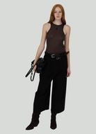 Tibi Triple Pleat Cropped Pant in Black | Shop Tula