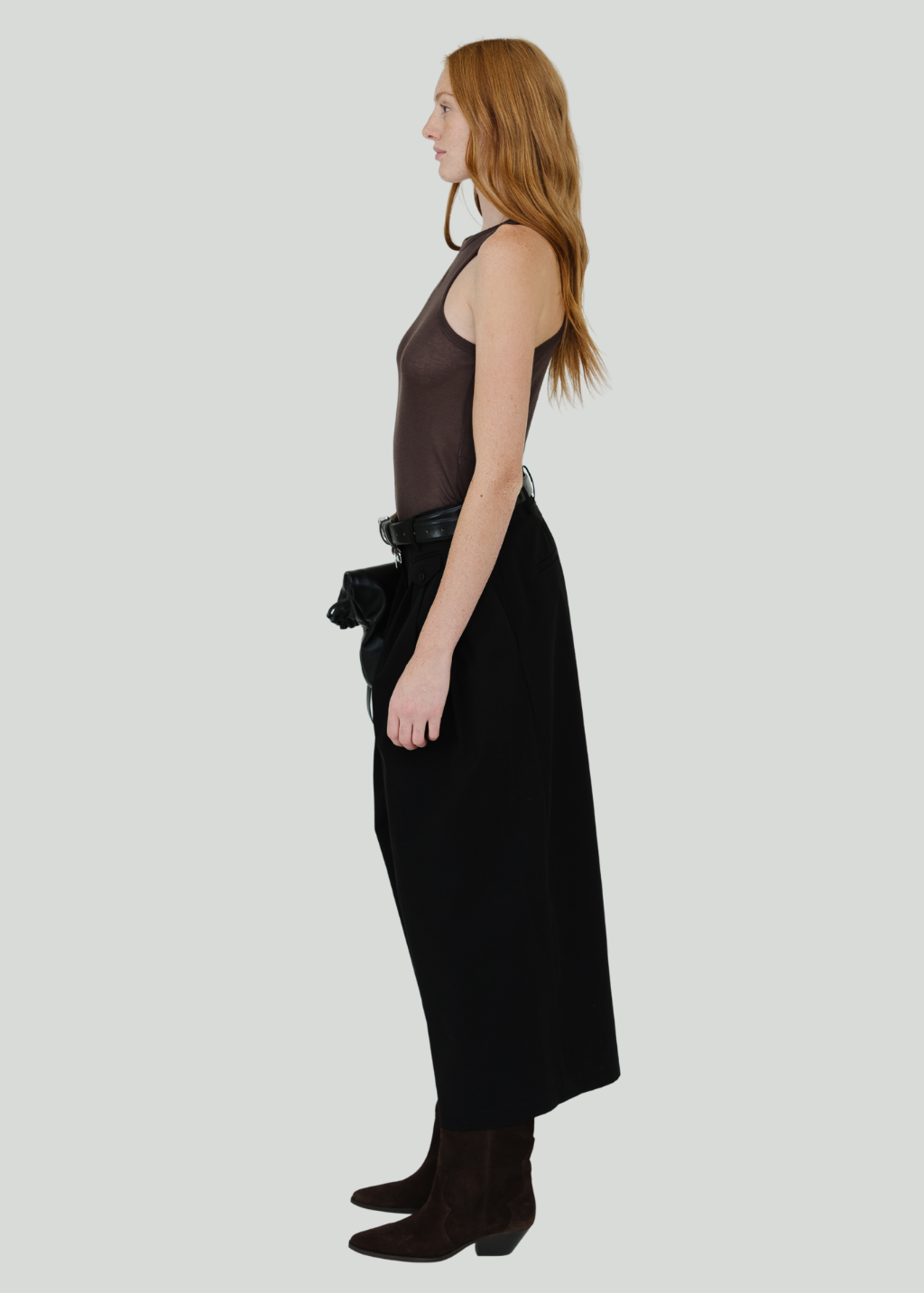 Tibi Triple Pleat Cropped Pant in Black | Shop Tula