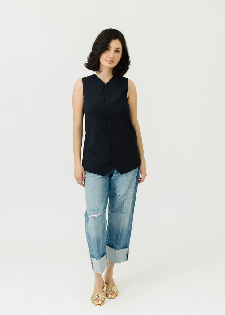 Tibi Tropical Wool Easy Vest in Navy | Tula's Online Boutique