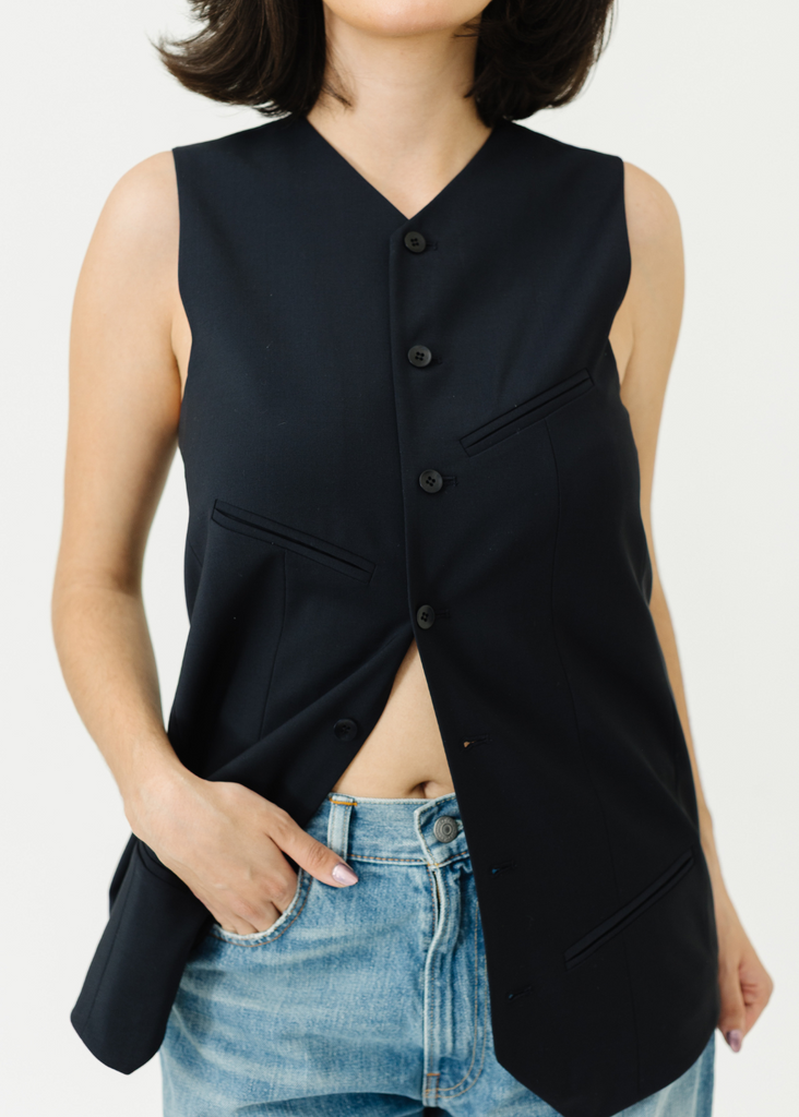 Tibi Tropical Wool Easy Vest in Navy Blue | Tula's Online Boutique