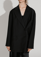 Tibi Tropical Wool Liam Blazer in Black | Shop Tula