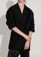 Tibi Tropical Wool Liam Blazer in Black | Shop Tula