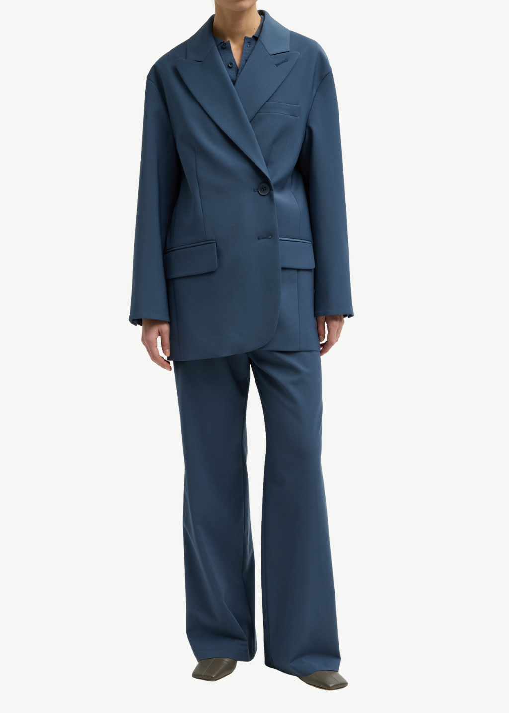 Tibi Tropical Wool Liam Blazer in Blue Fog | Shop Tula