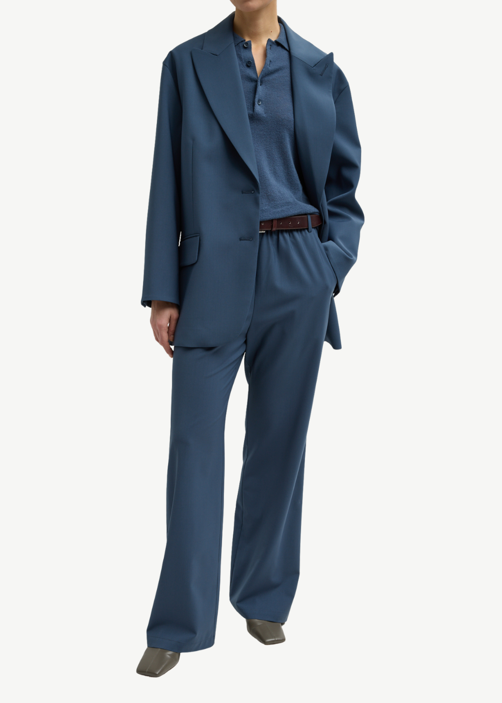 Tibi Tropical Wool Liam Blazer in Blue Fog | Shop Tula