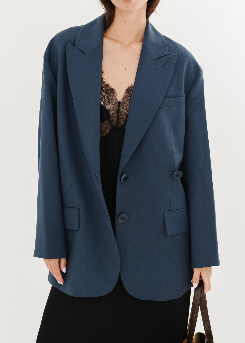 Tibi Tropical Wool Liam Blazer in Blue Fog | Shop Tula