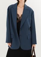 Tibi Tropical Wool Liam Blazer in Blue Fog | Shop Tula