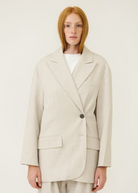 Tibi Tropical Wool Liam Blazer in Oatmeal | Shop Tula