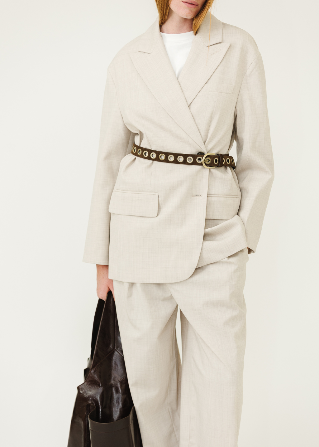 Tibi Tropical Wool Liam Blazer in Oatmeal | Shop Tula