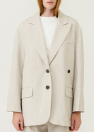 Tibi Tropical Wool Liam Blazer in Oatmeal | Shop Tula