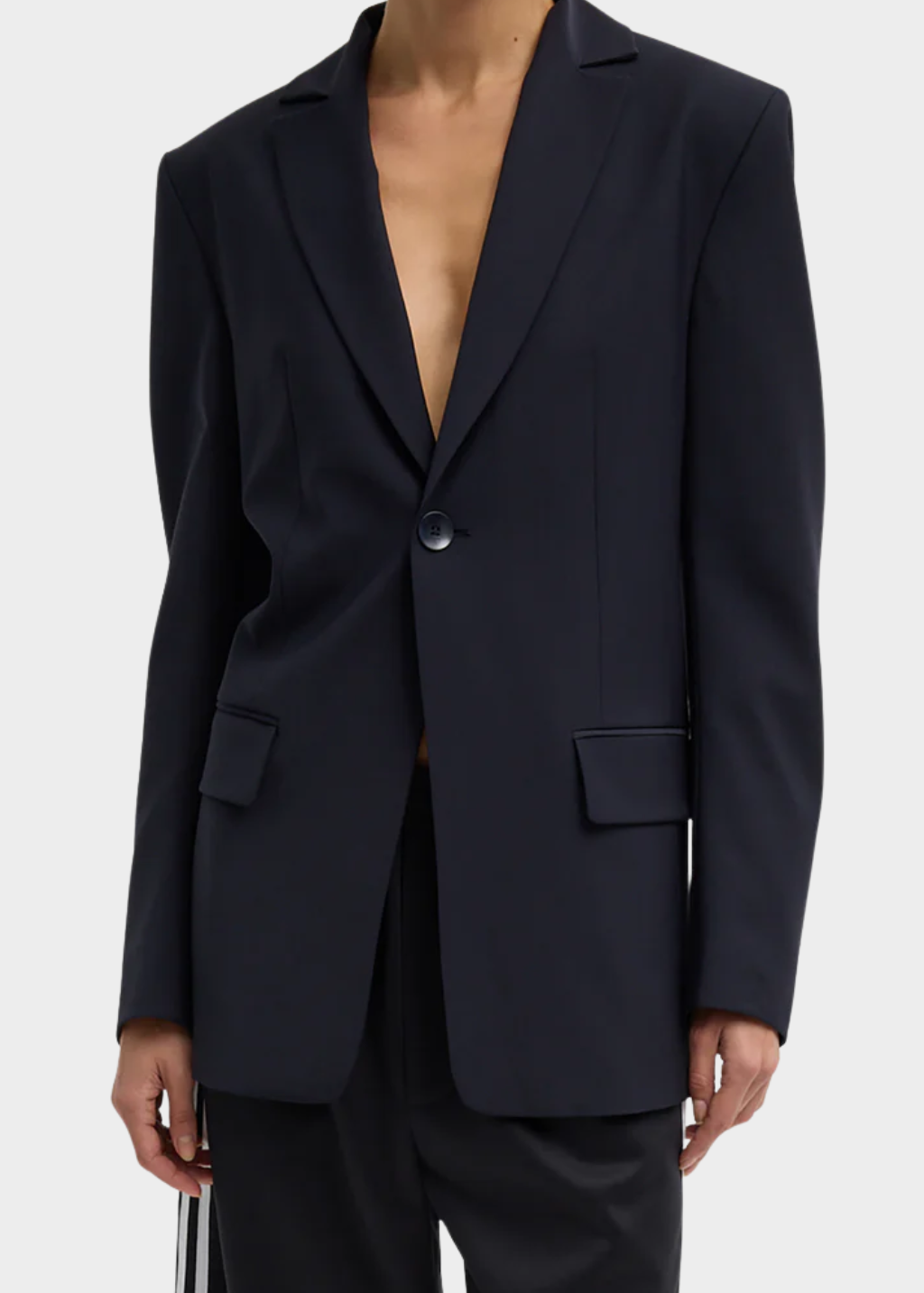 Tibi Tropical Wool Sculpted Blazer in Navy | Shop Tula