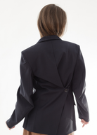 Tibi Tropical Wool Sculpted Blazer in Navy | Shop Tula