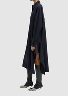 Tibi Tropical Wool Shirtdress with Side Drape | Shop Tula