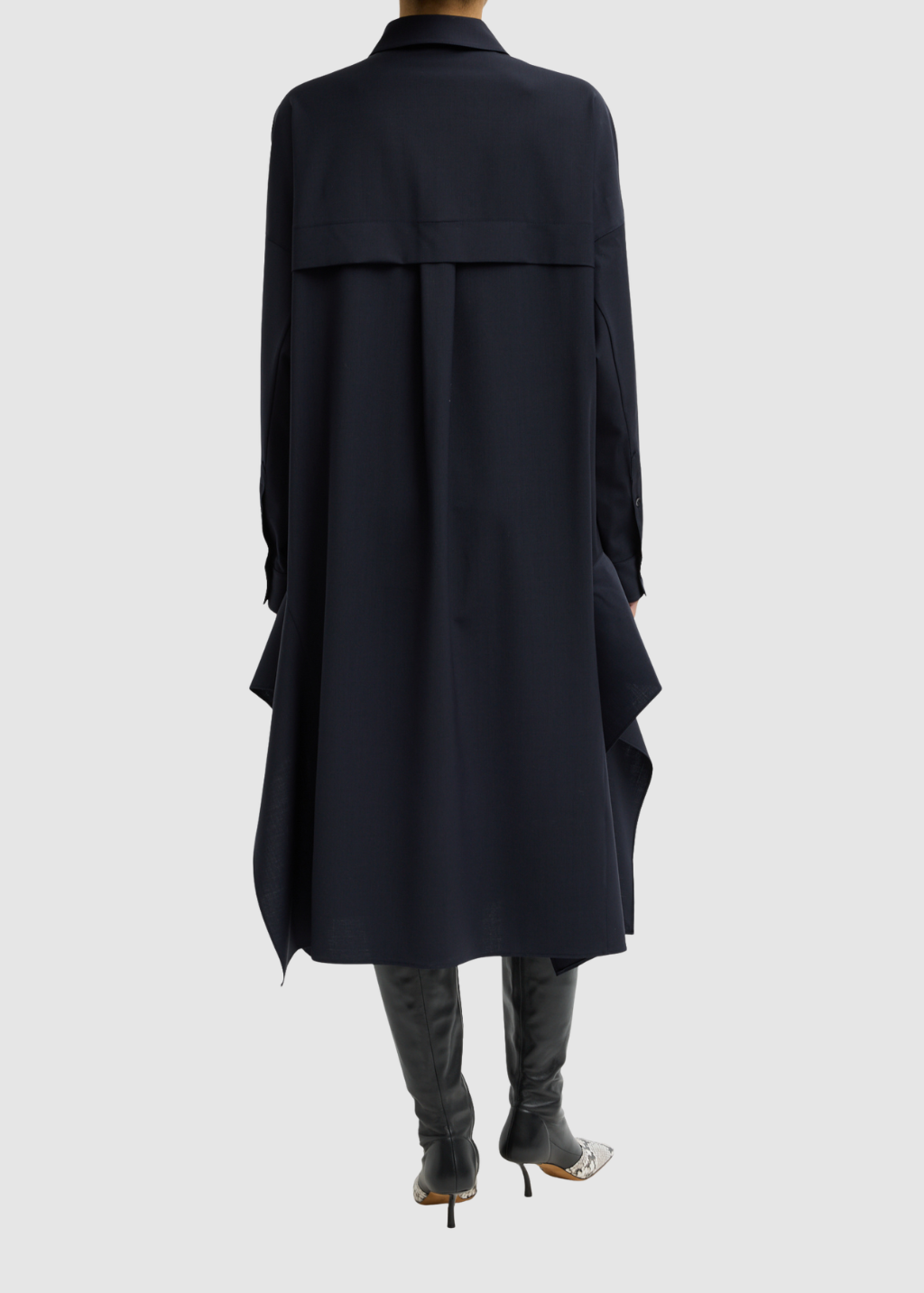 Tibi Tropical Wool Shirtdress with Side Drape | Shop Tula