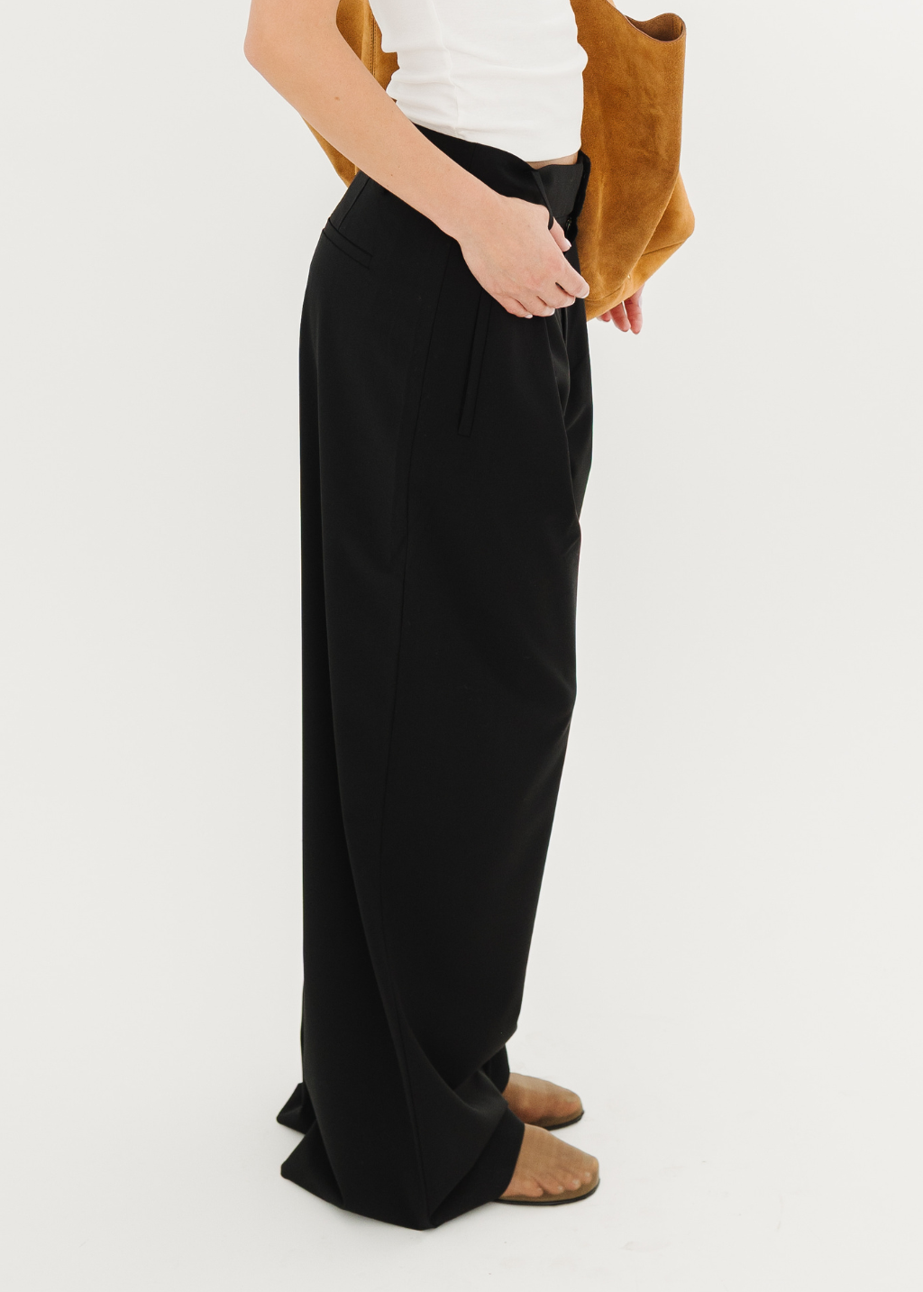 Tibi Tropical Wool Stella Pant in Black | Shop Tula