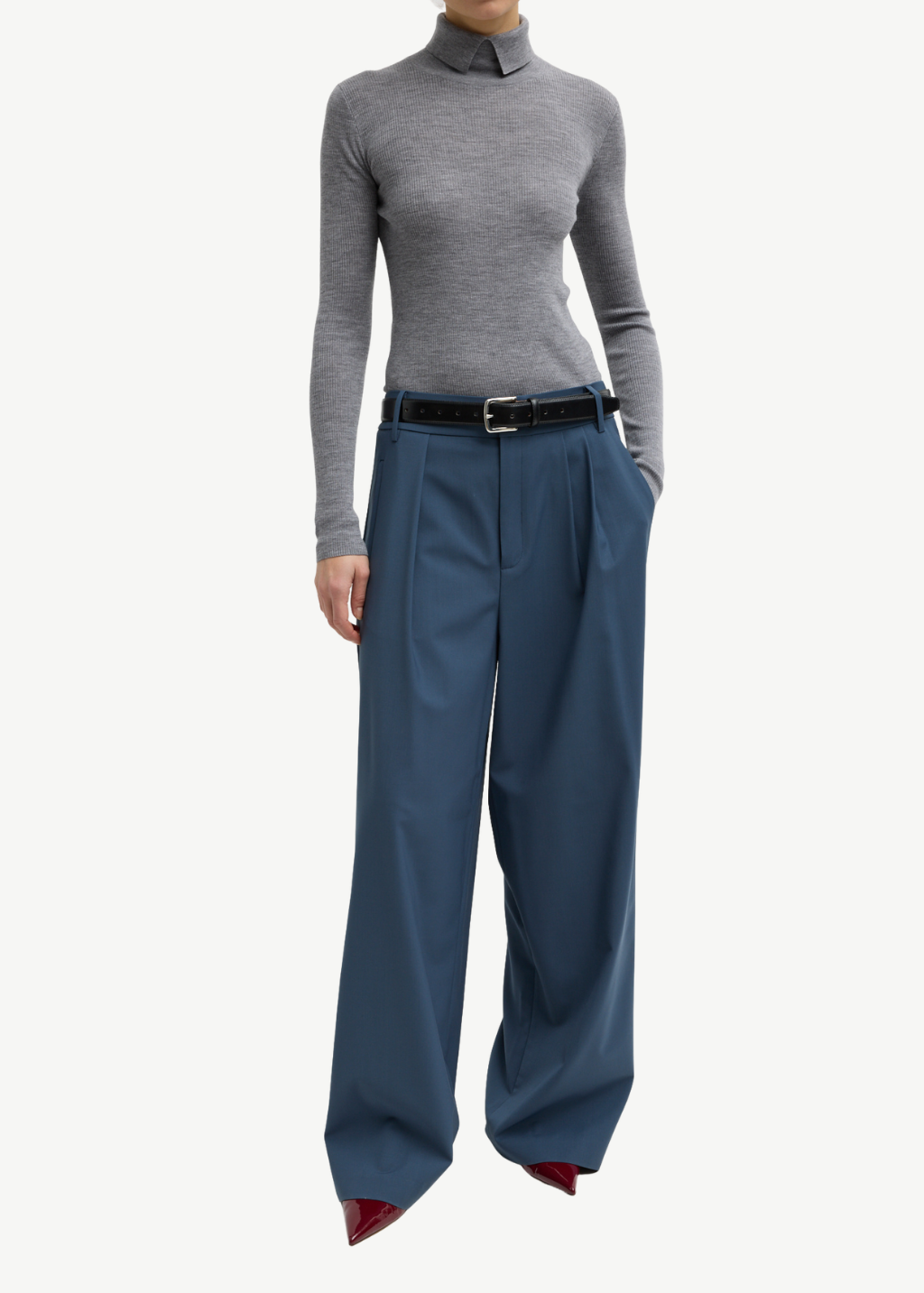 Tibi Tropical Wool Stella Pant in Blue Fog | Shop Tula