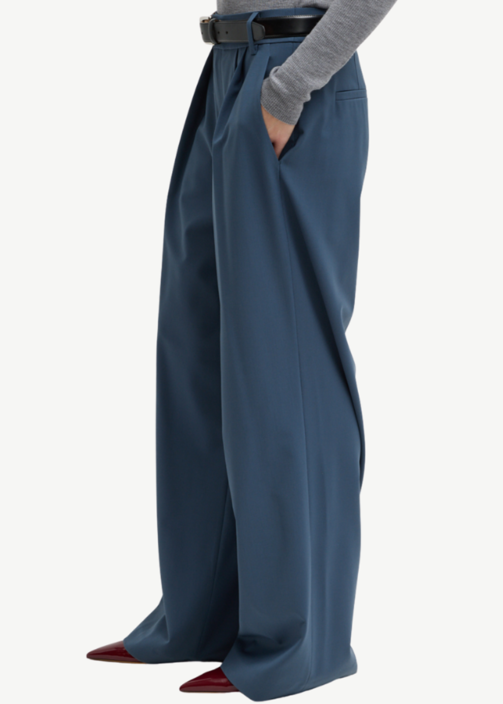 Tibi Tropical Wool Stella Pant in Blue Fog | Shop Tula