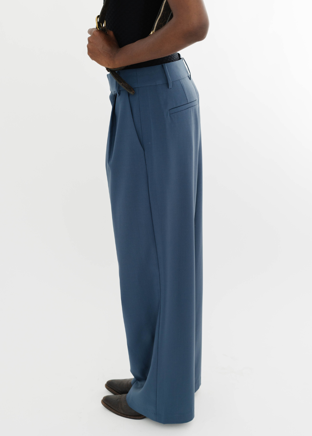 Tibi Tropical Wool Stella Pant in Blue Fog | Shop Tula