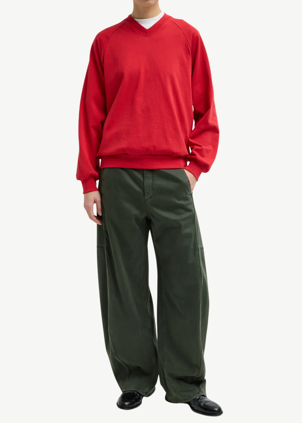 Tibi Twill Sid Pant in Army Green | Shop Tula