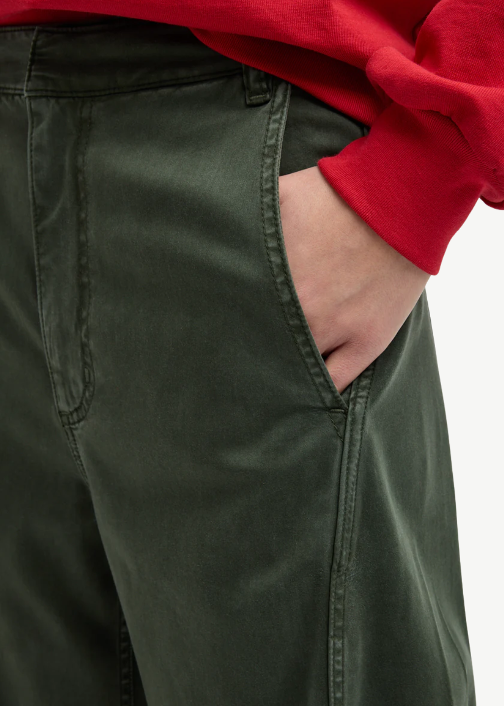 Tibi Twill Sid Pant in Army Green | Shop Tula