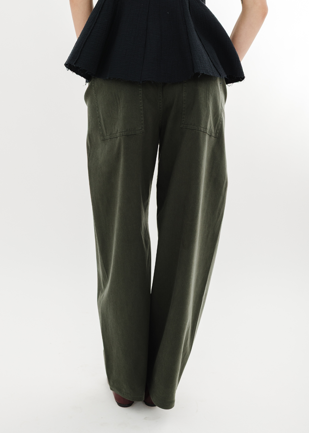 Tibi Twill Sid Pant in Army Green | Shop Tula
