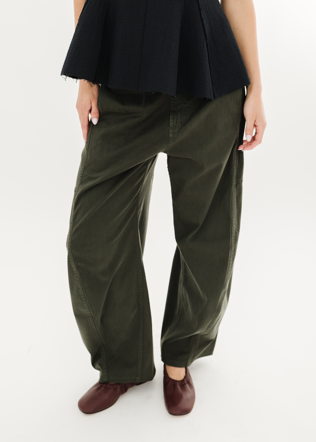 Tibi Twill Sid Pant in Army Green | Shop Tula