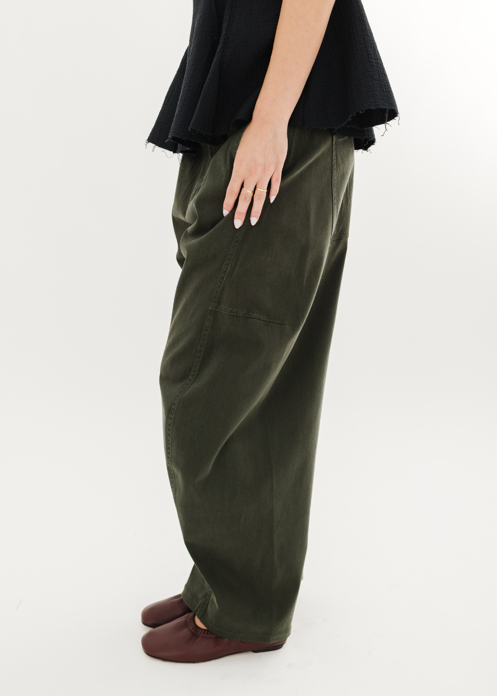 Tibi Twill Sid Pant in Army Green | Shop Tula