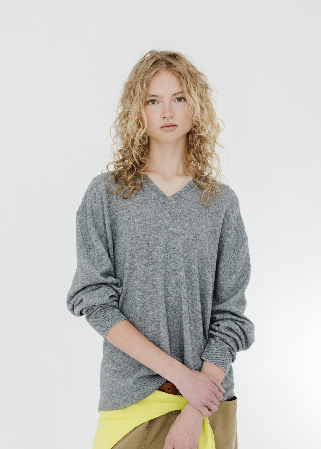 Tibi Washable Cashmere Easy V-Neck Sweater in Heather Grey | Shop Tula