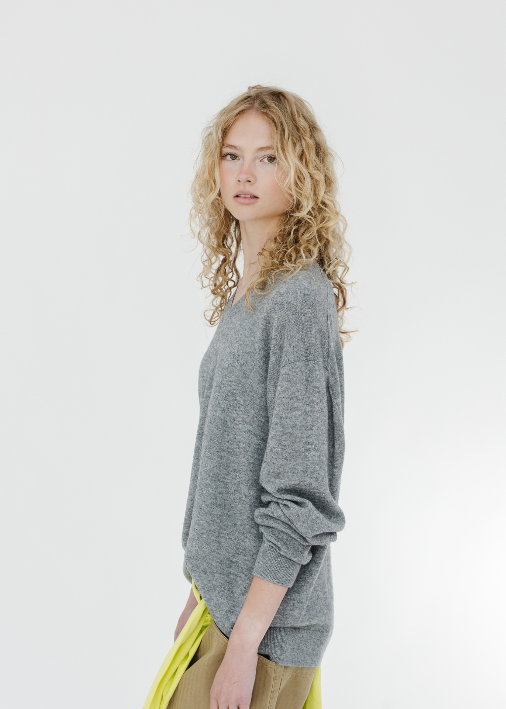 Tibi Washable Cashmere Easy V-Neck Sweater in Heather Grey | Shop Tula