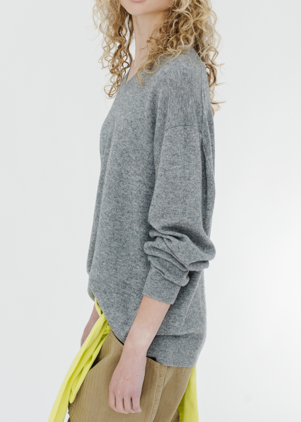 Tibi Washable Cashmere Easy V-Neck Sweater in Heather Grey | Shop Tula