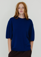 Tibi Washable Cashmere Oversized Easy T in Ink Blue | Shop Tula