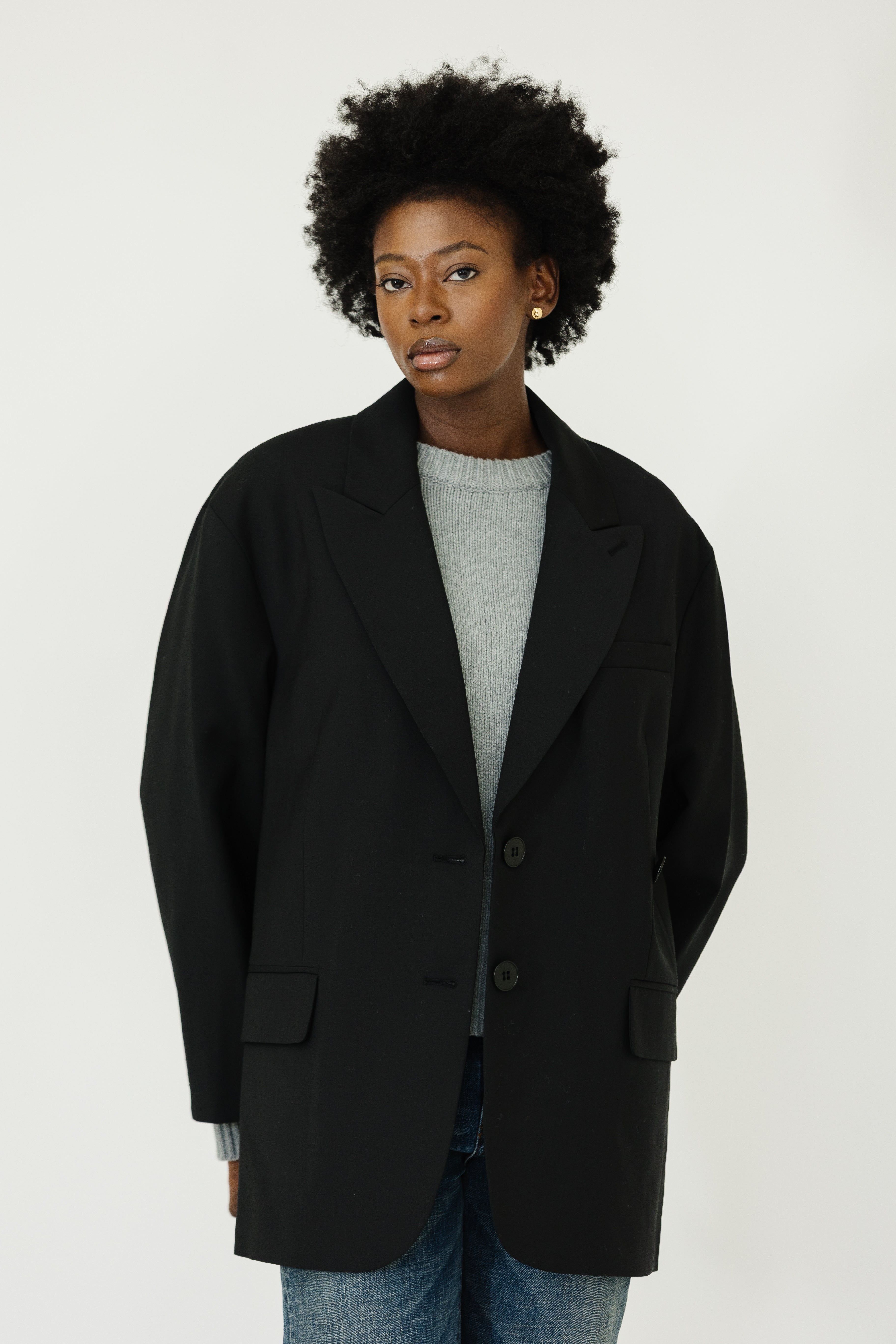 Tibi Wool Liam Blazer in Black | Shop Tula