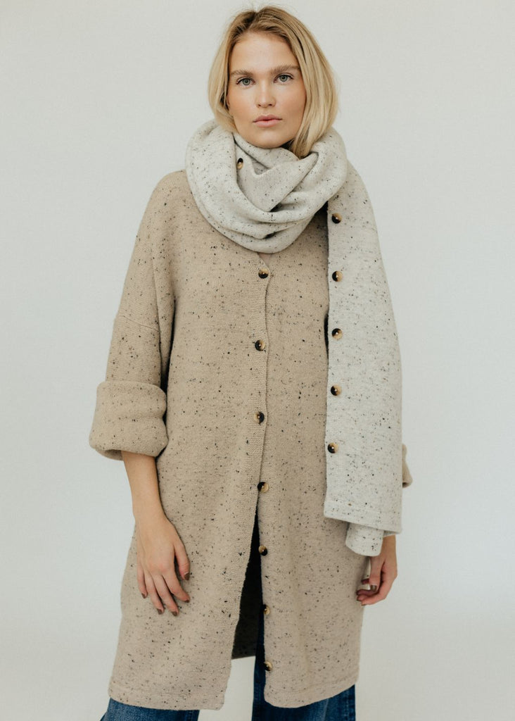 Lauren Manoogian Button Stole in White Tweed | Tula's Online Boutique