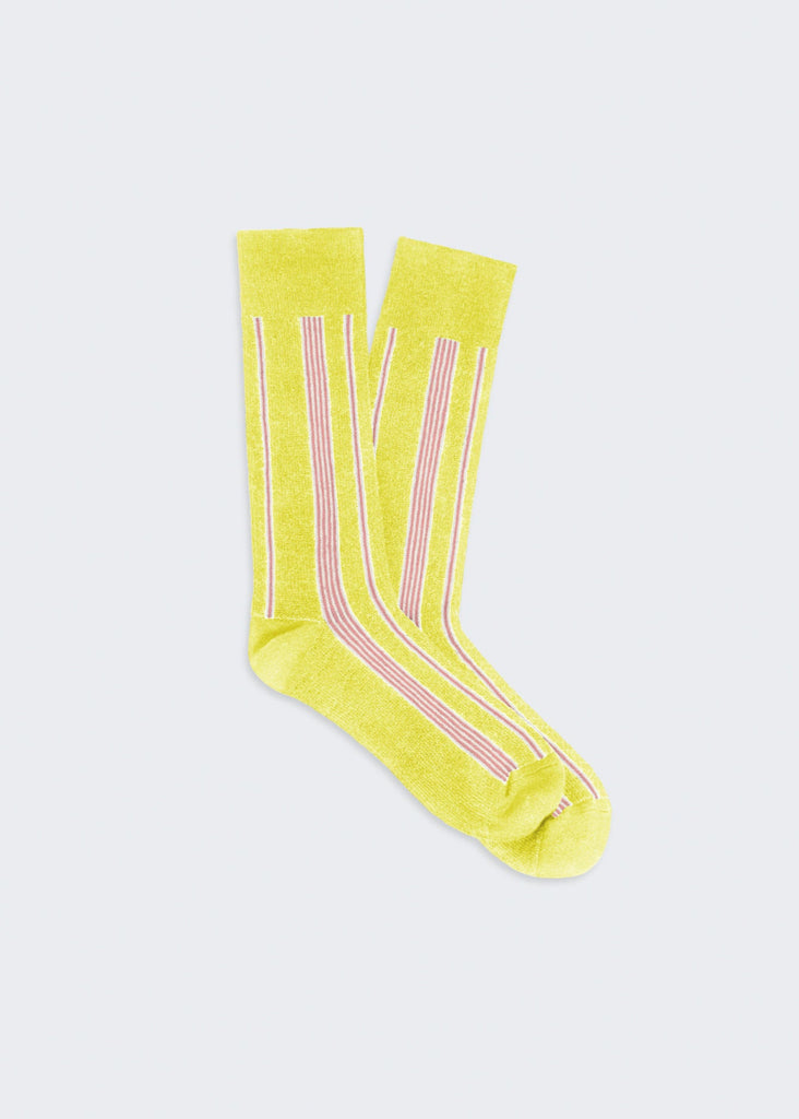 Guest In Residence Vertical Stripe Socks Lemon | Tula's Online Store