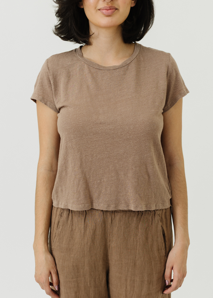 Velvet Casey Linen Shirt in Bark | Tula's Online Boutique